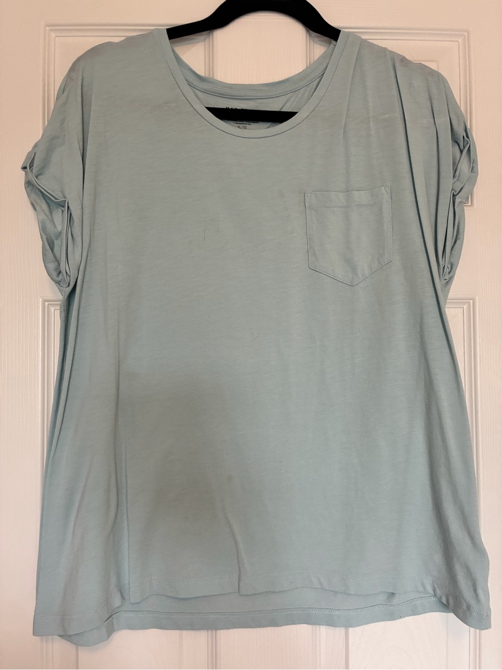Max Studio Pale Aqua Short Sleeve Pocket Tee
